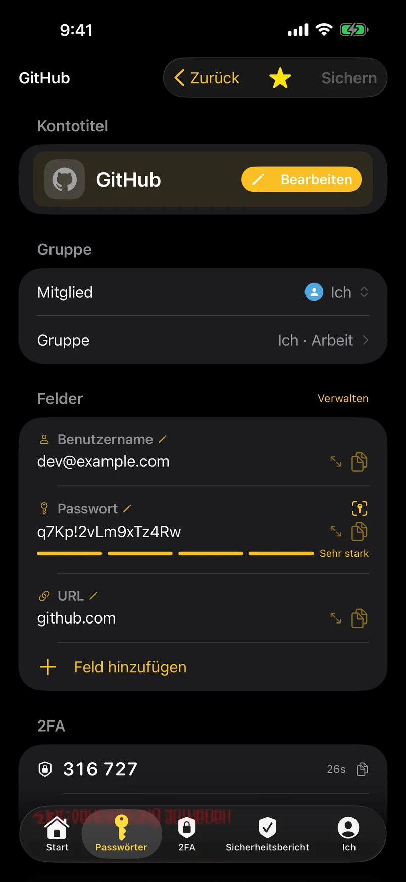 Detail: Mitglied, Gruppe, jeder Feldtitel bearbeitbar