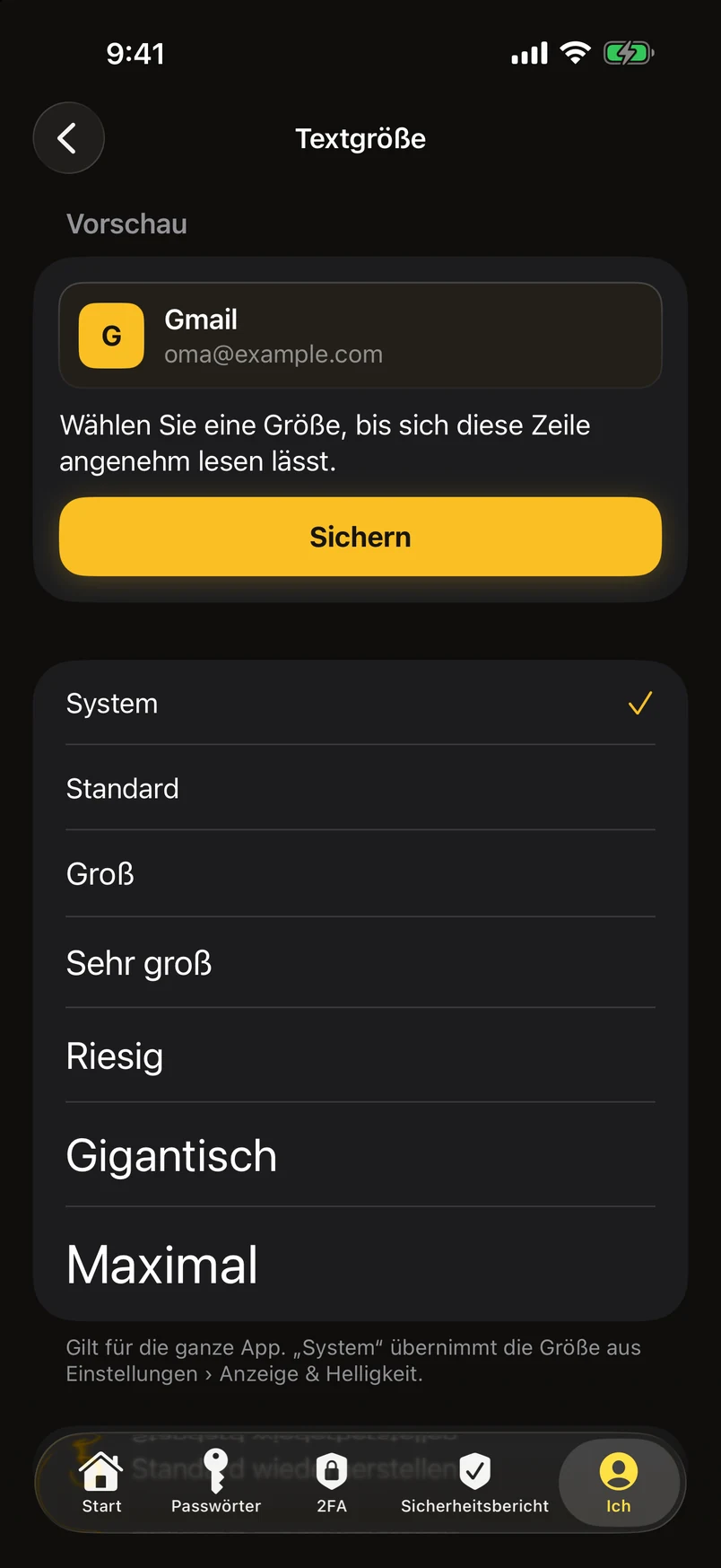 Textgröße für die ganze App