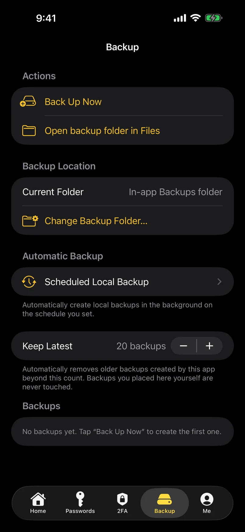 Scheduled local backups