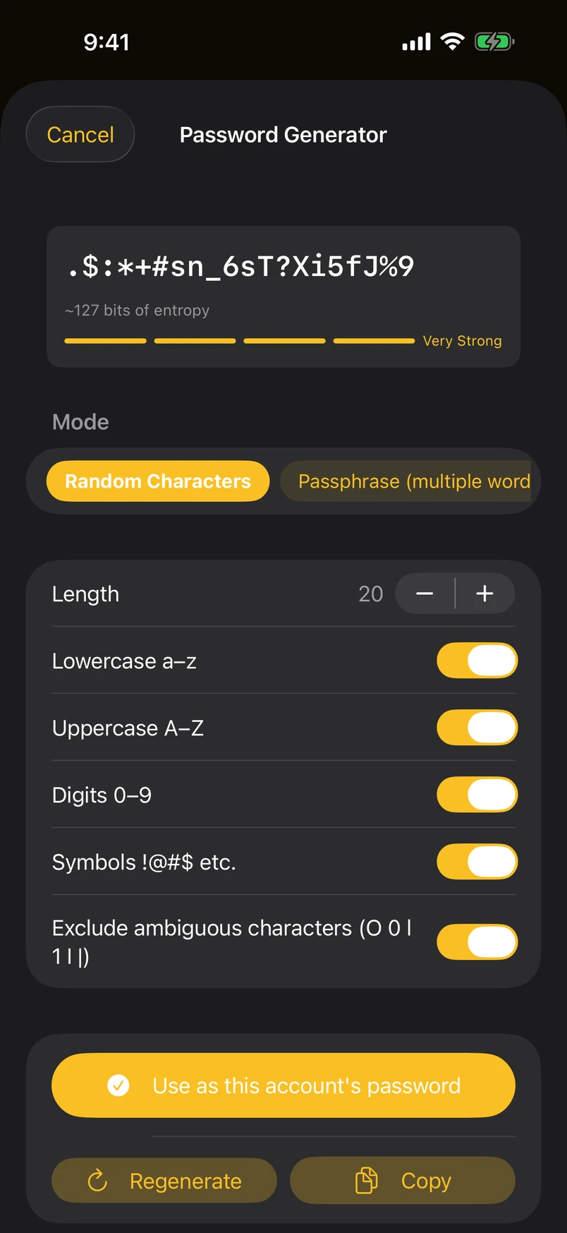 Four kinds of generated password