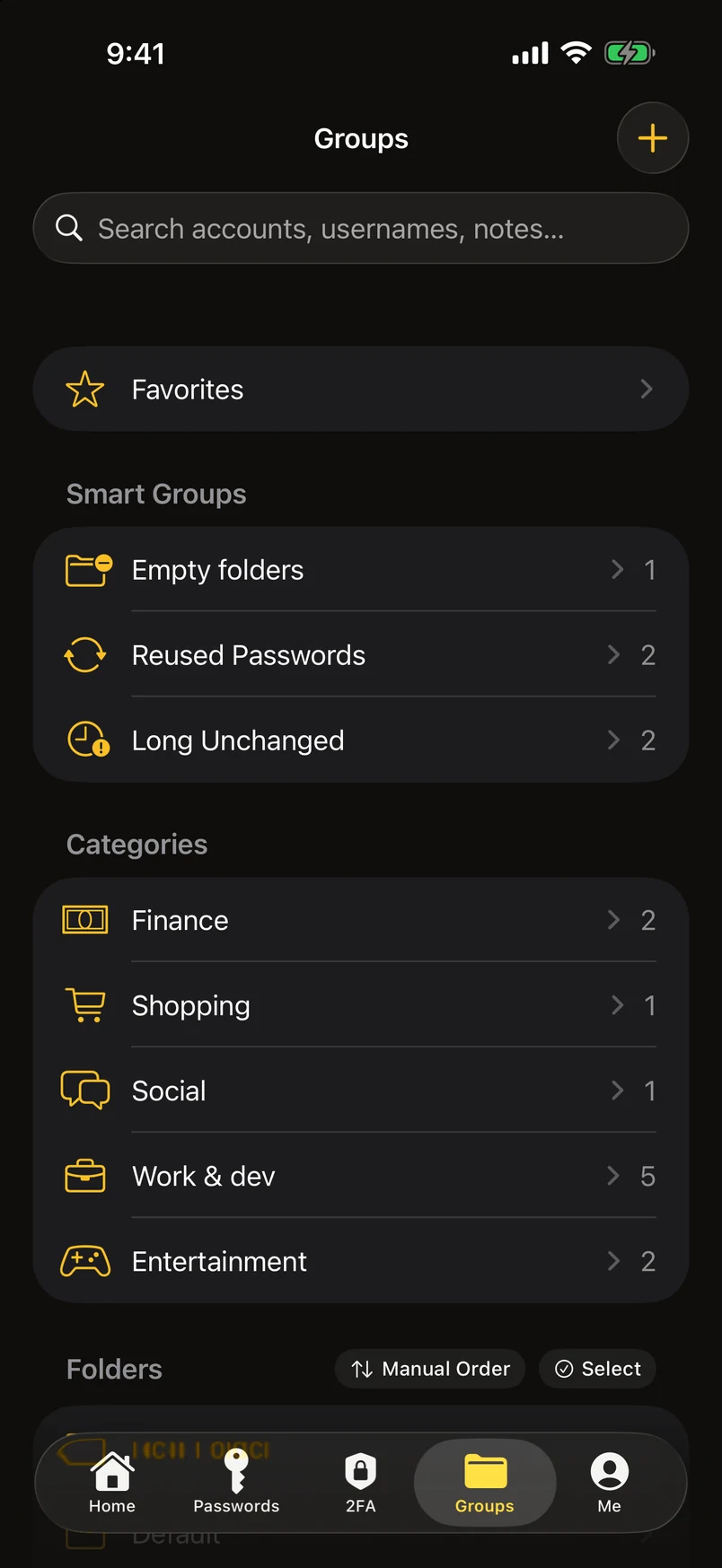 Folders, tags and smart groups