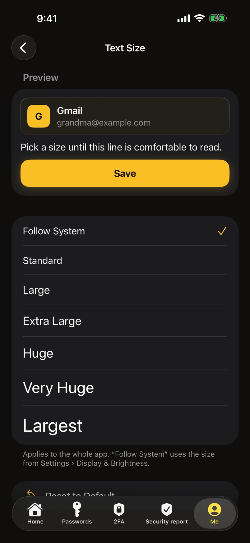 Text size for the whole app