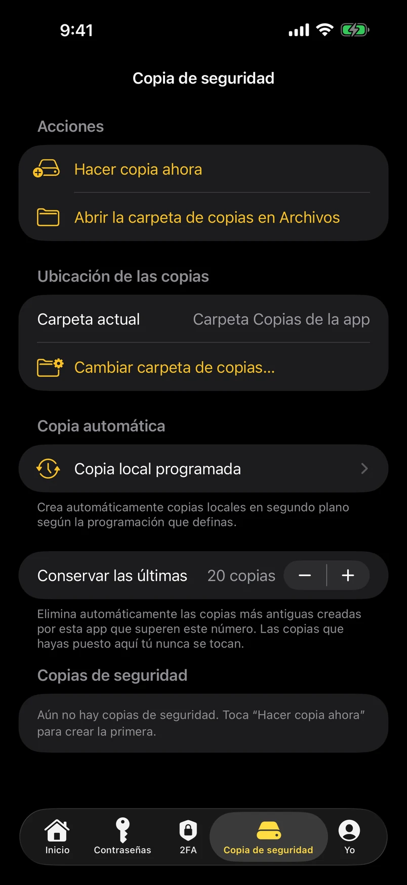 Copias de seguridad y exportaciones