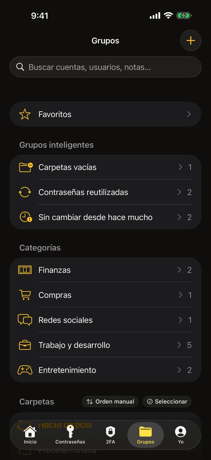 Carpetas, etiquetas y grupos inteligentes