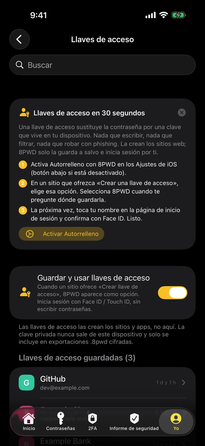 Llaves de acceso
