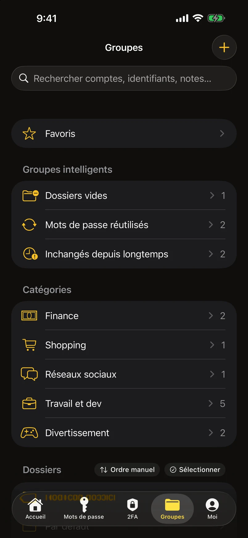 Dossiers, tags et groupes intelligents