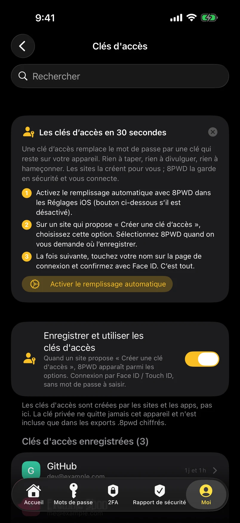 Clés d’accès (passkeys)