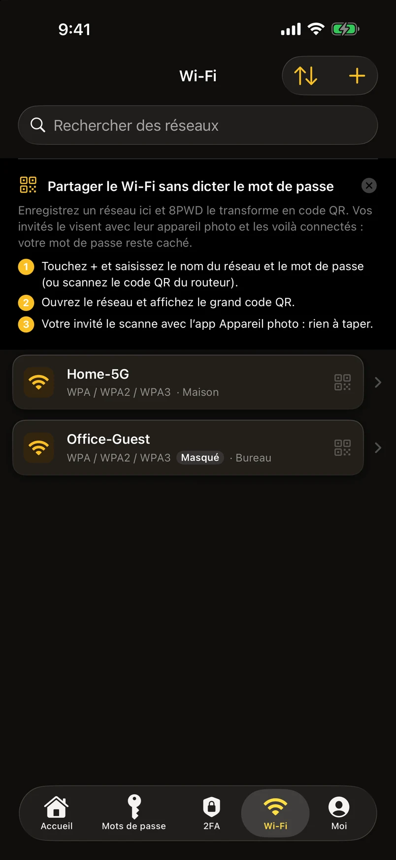 Mots de passe Wi‑Fi