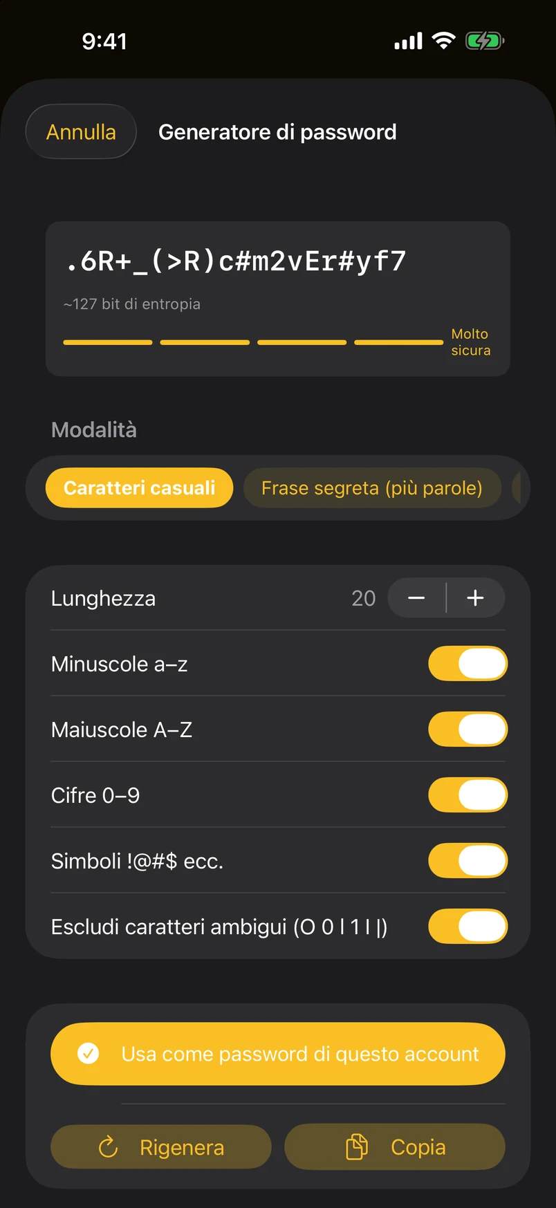 Generare password