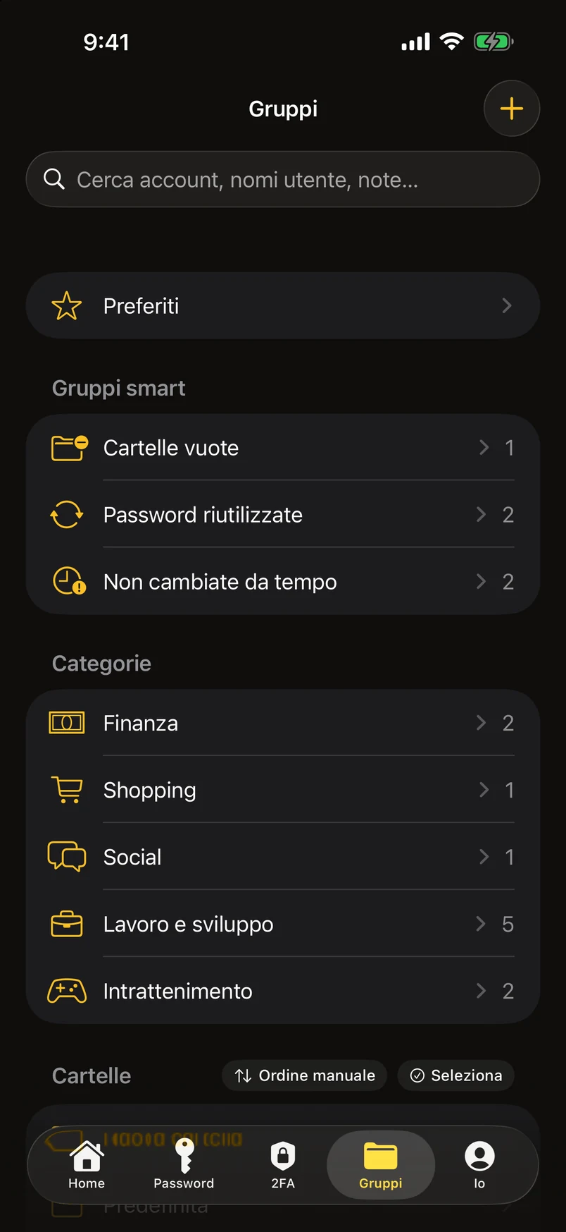 Cartelle, tag e gruppi smart