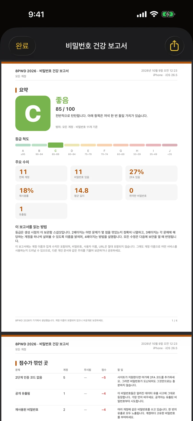 4페이지 PDF 비밀번호 통계 보고서