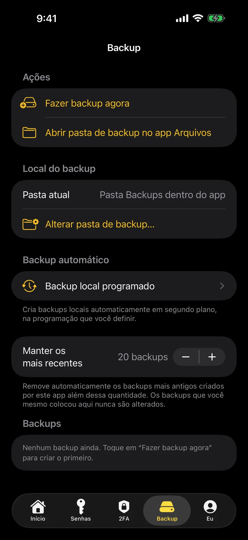 Backups e exportações