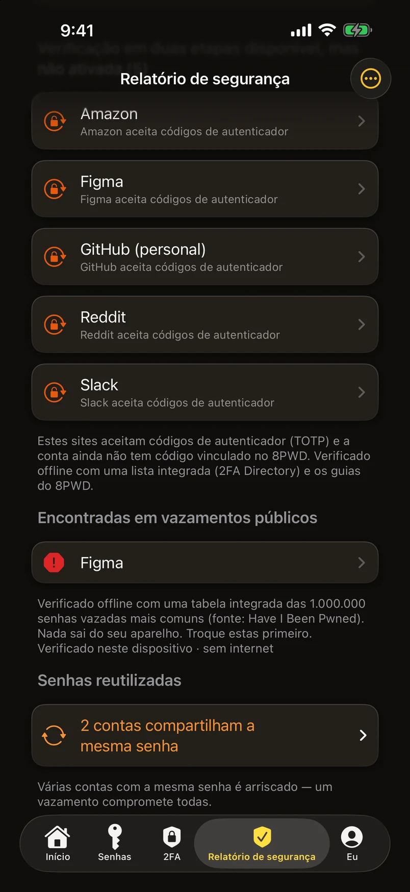 Senhas vazadas, verificadas contra um milhão — offline