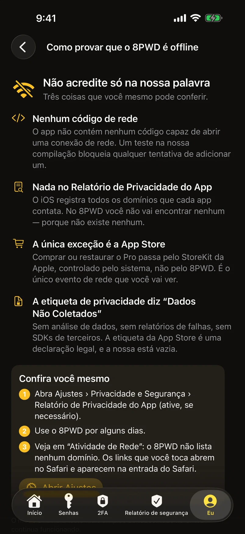 Como provar que o 8PWD é offline