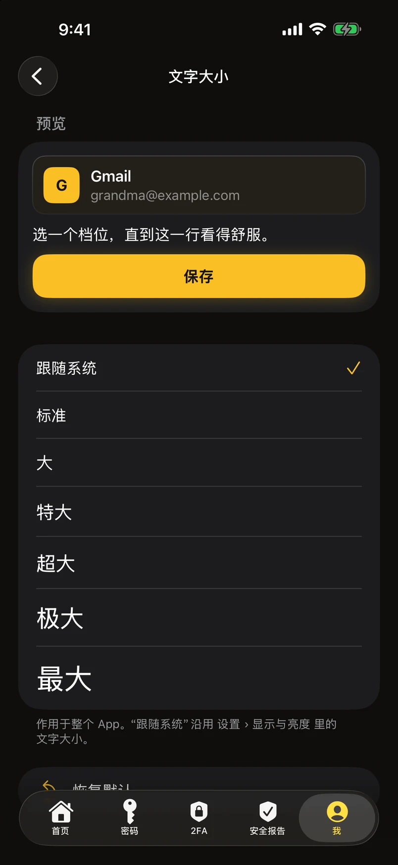 整个 App 的文字大小
