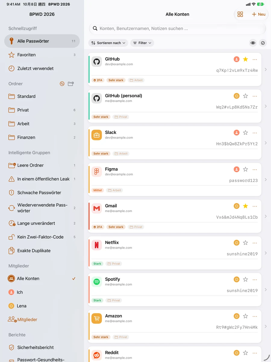 iPad: Seitenleiste und zweispaltige Liste