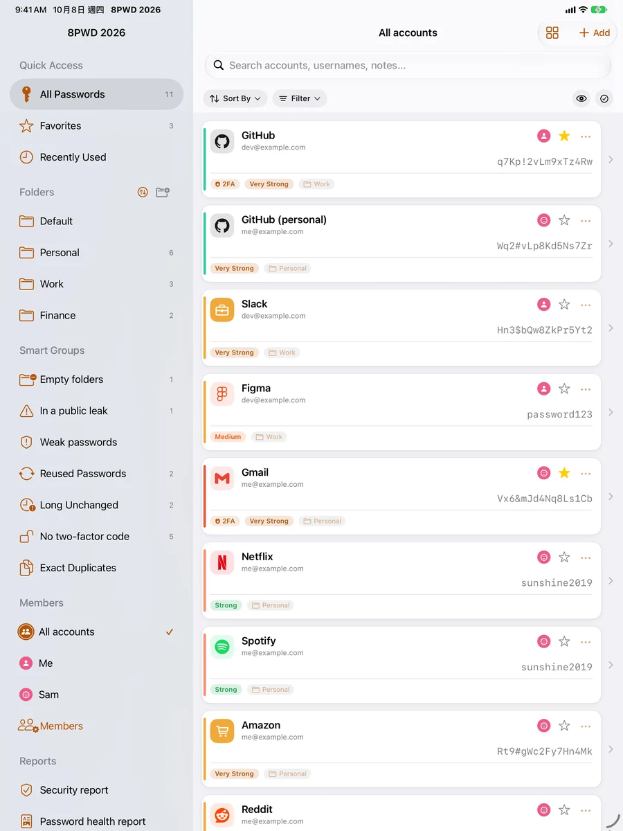 iPad: sidebar and two-column list
