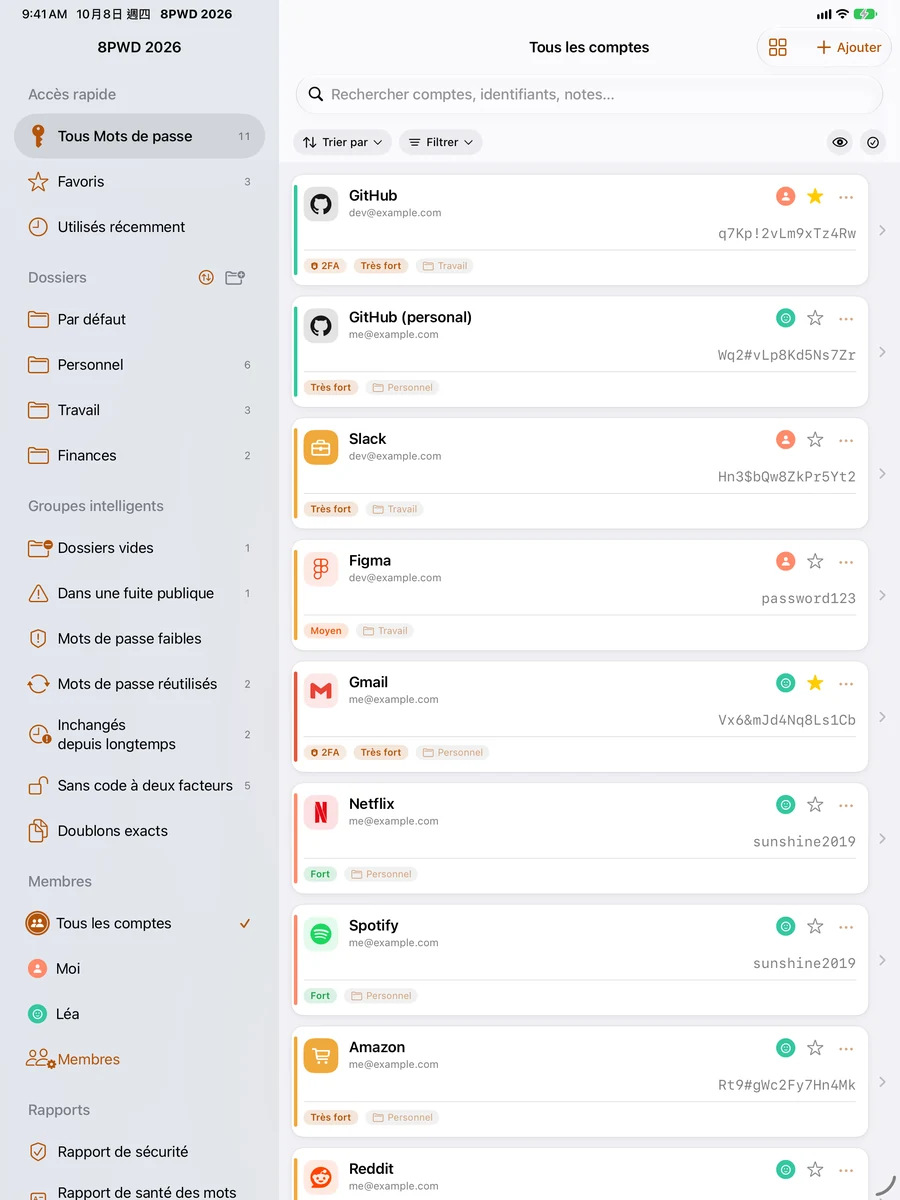 iPad : barre latérale et liste à deux colonnes