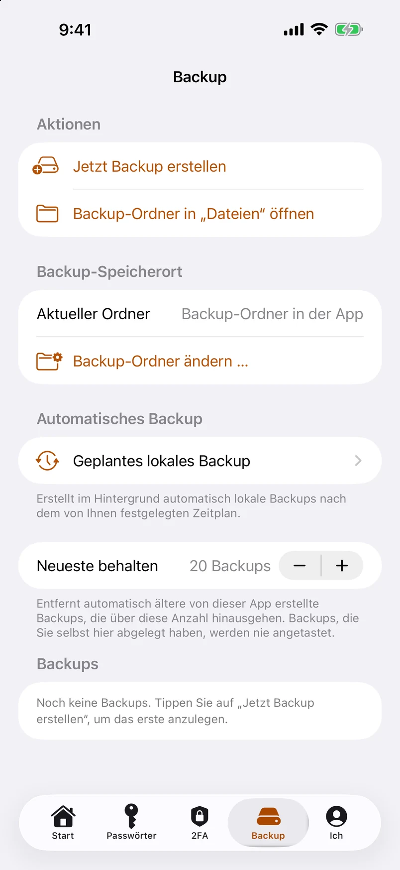 Geplante lokale Backups