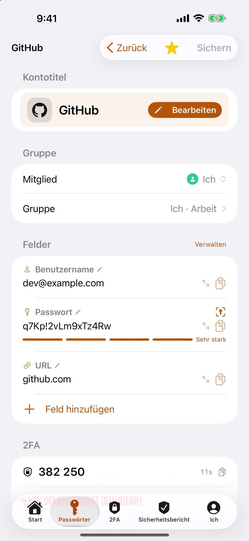 Detail: Mitglied, Gruppe, jeder Feldtitel bearbeitbar