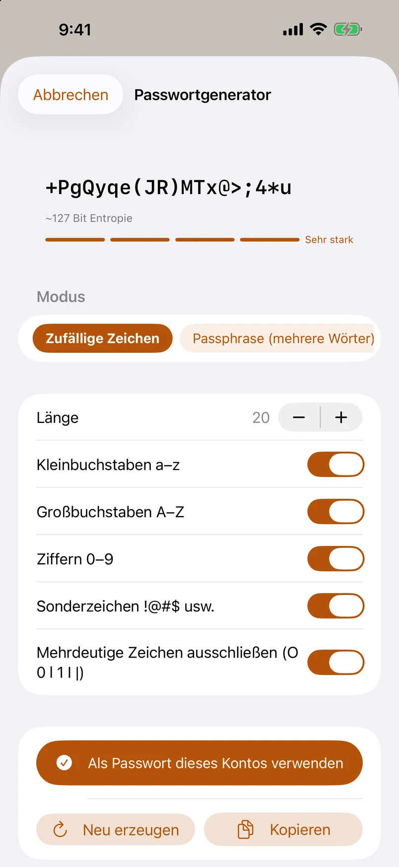 Vier Arten erzeugter Passwörter