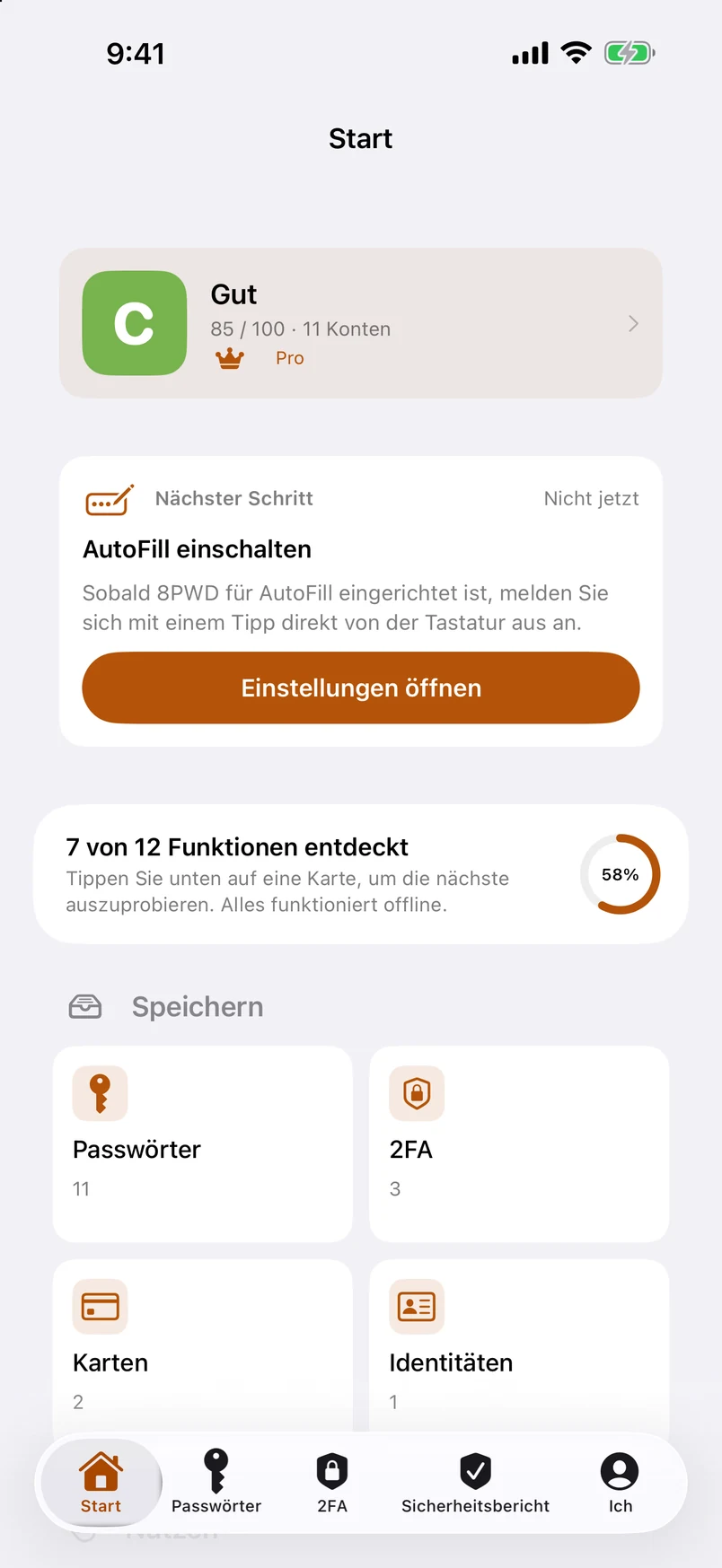 Ihre Passwörter bleiben auf Ihrem eigenen Gerät.