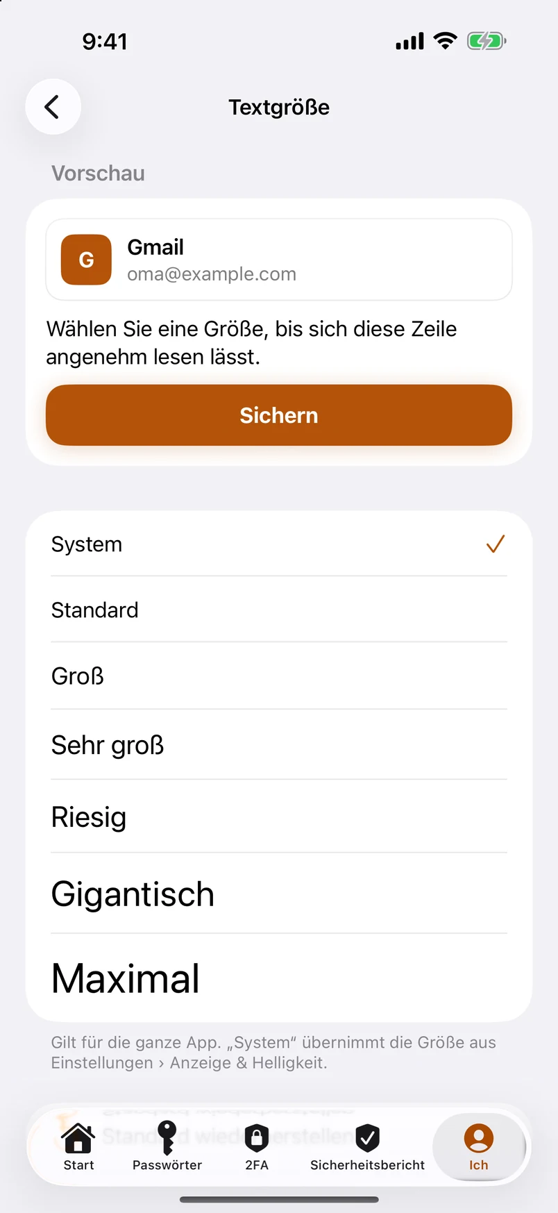 Textgröße für die ganze App