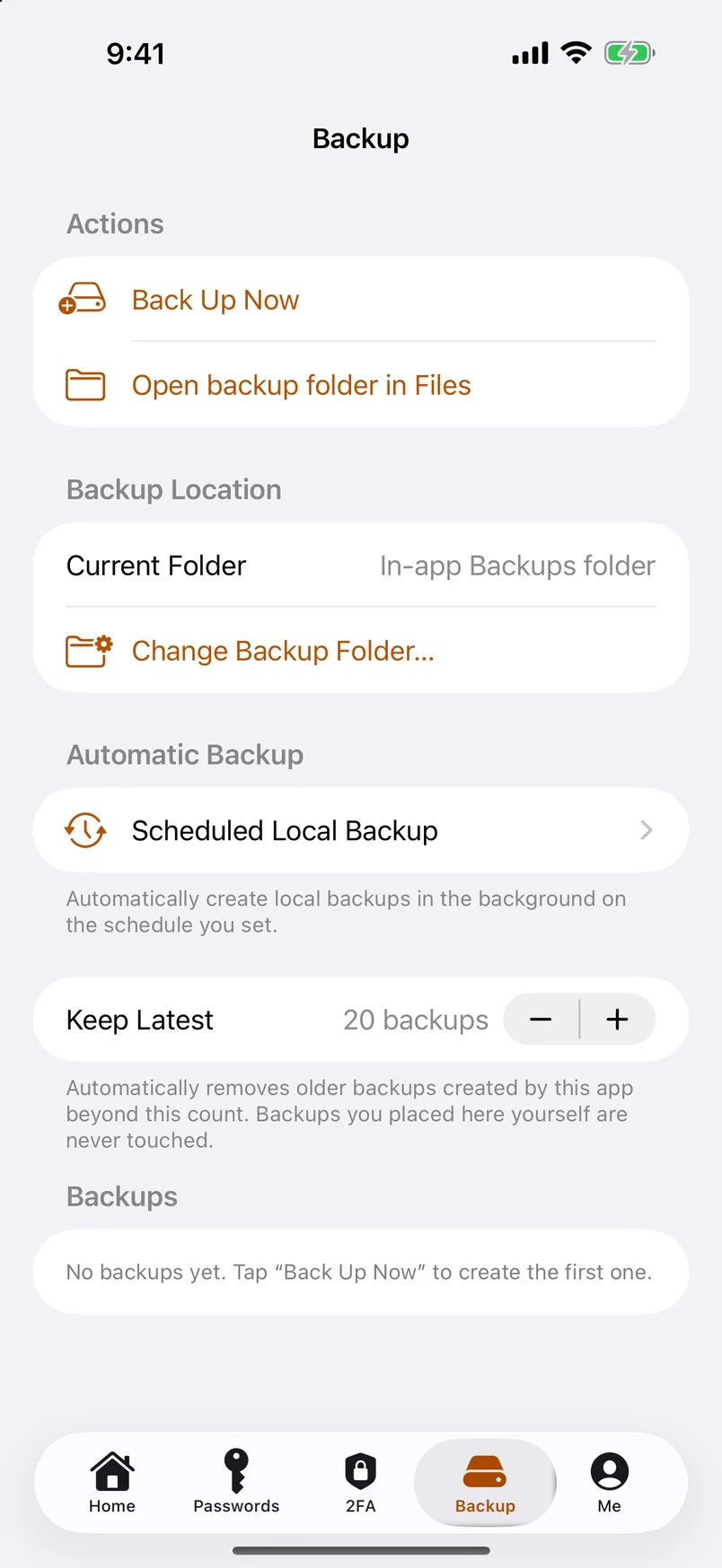 Scheduled local backups
