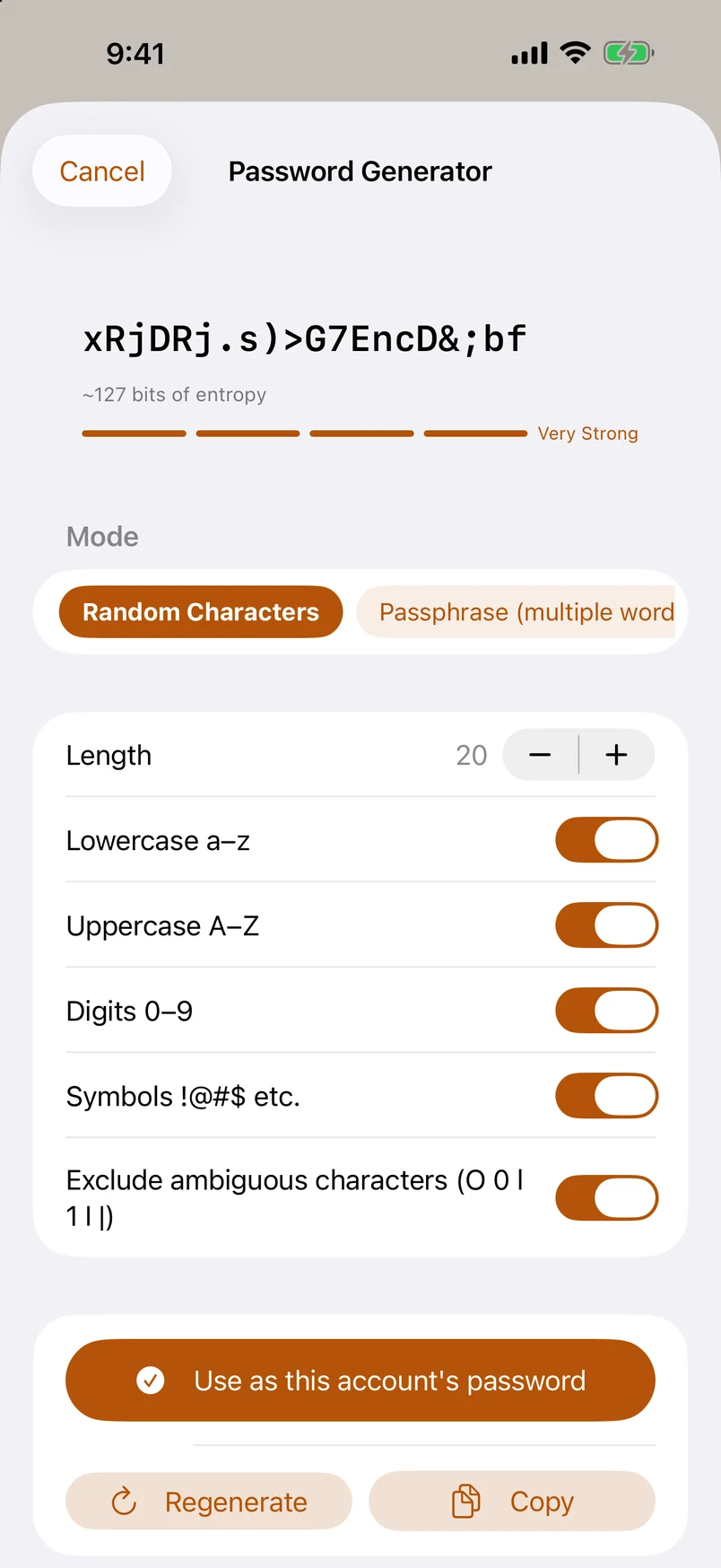 Four kinds of generated password