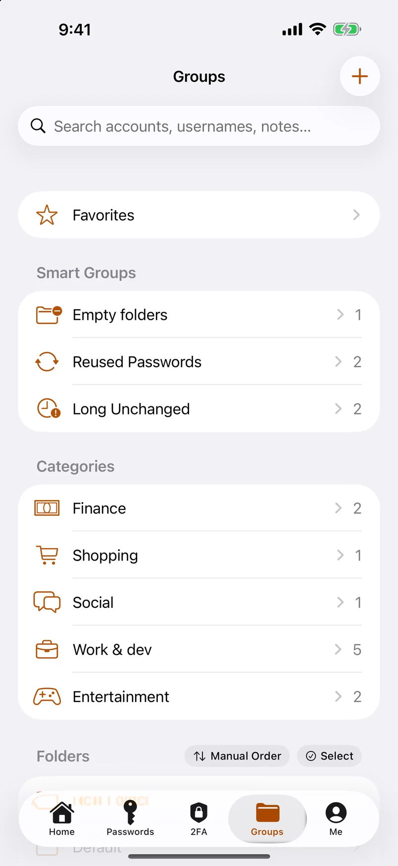 Folders, tags and smart groups