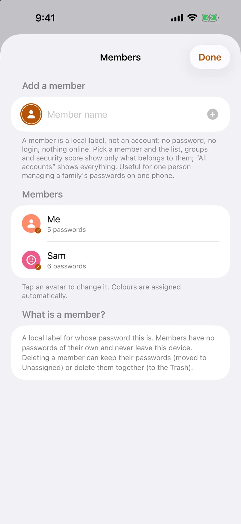 Members: one person, the whole family