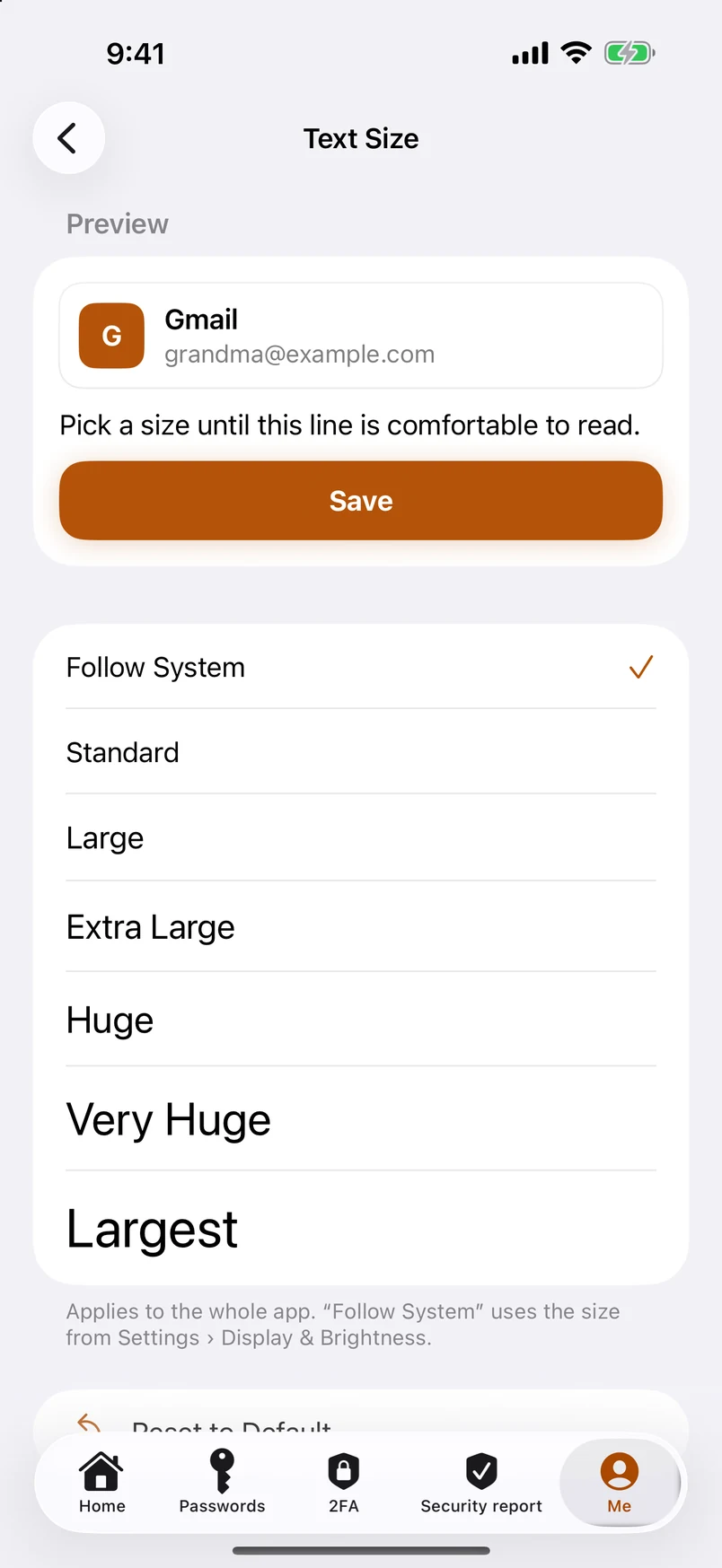 Text size for the whole app