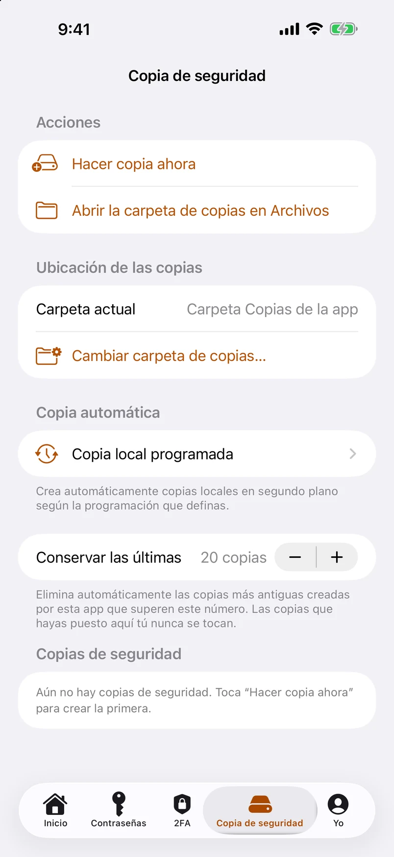Copias de seguridad locales programadas