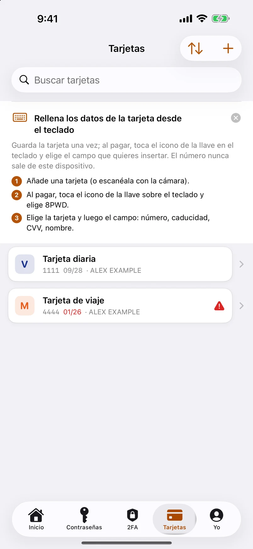 Tarjetas bancarias: escanea, comprueba, rellena desde el teclado
