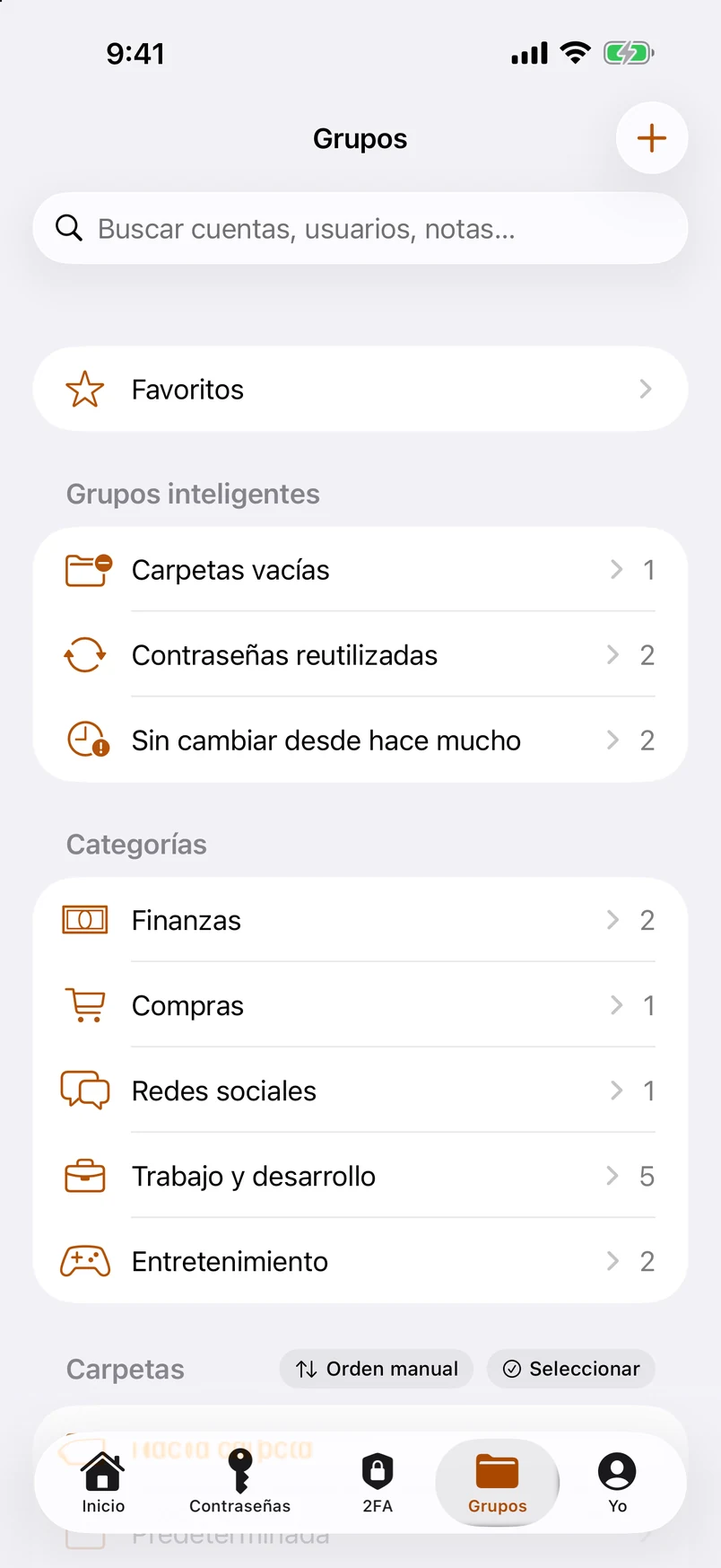 Carpetas, etiquetas y grupos inteligentes