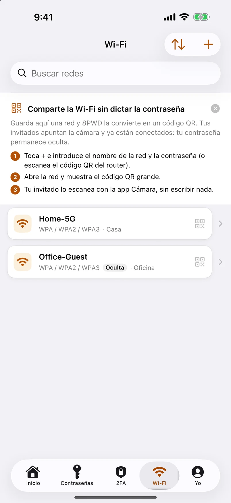 Contraseñas Wi-Fi: un módulo al mismo nivel que 2FA