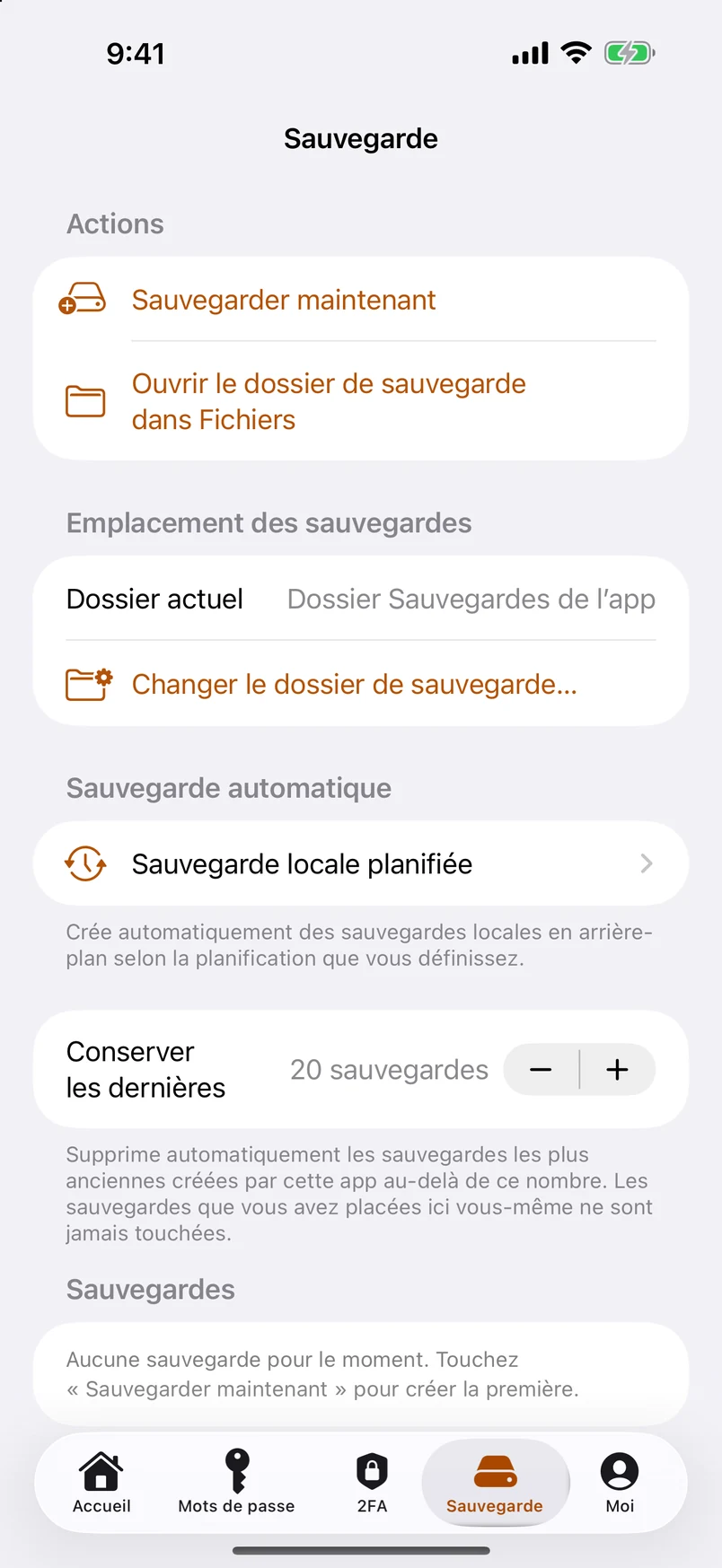 Sauvegardes locales planifiées