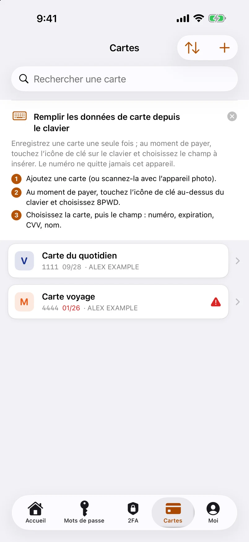 Cartes bancaires : scanner, vérifier, remplir depuis le clavier