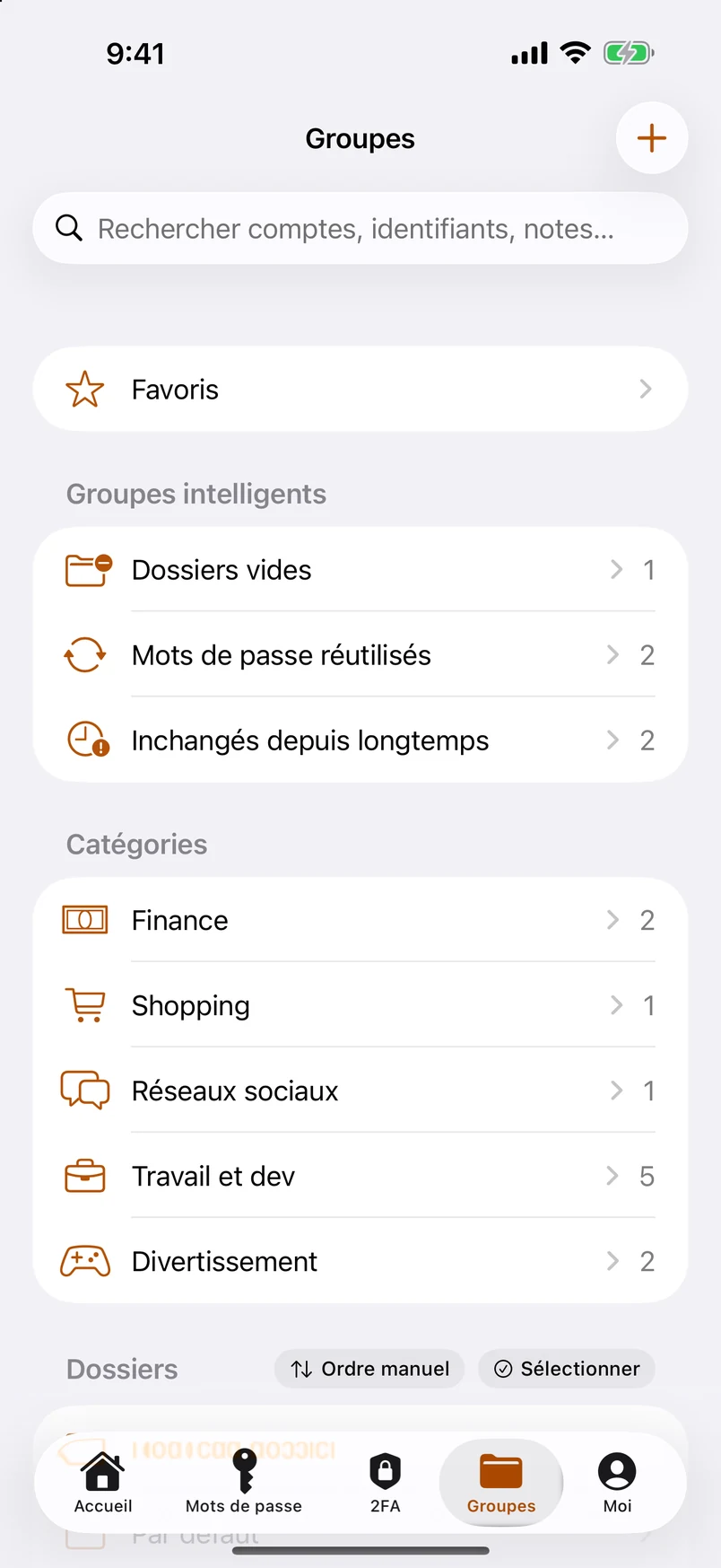 Dossiers, tags et groupes intelligents
