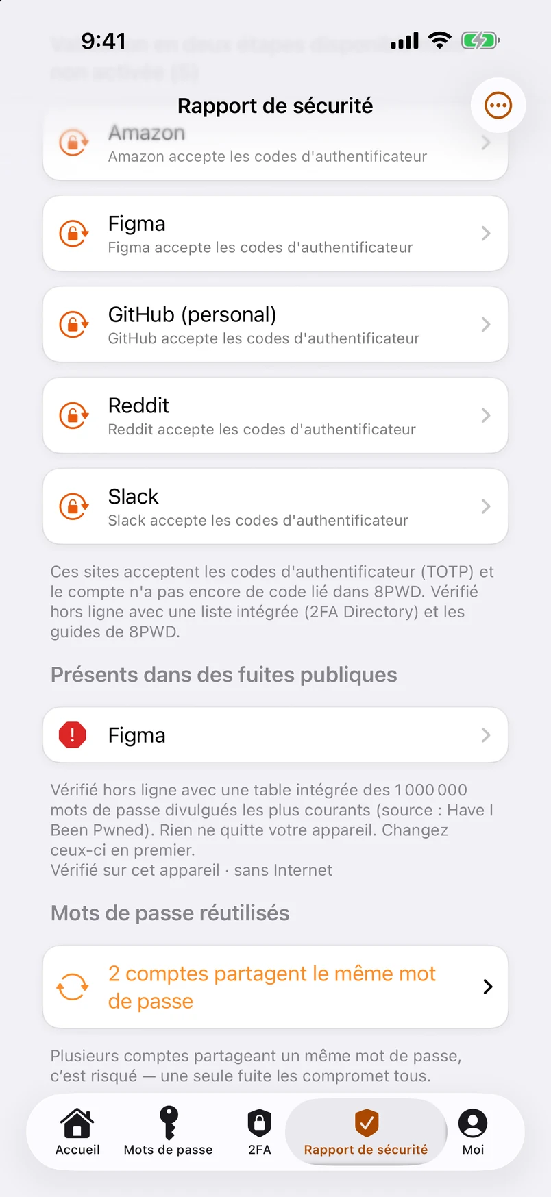 Mots de passe divulgués, comparés à un million — hors ligne