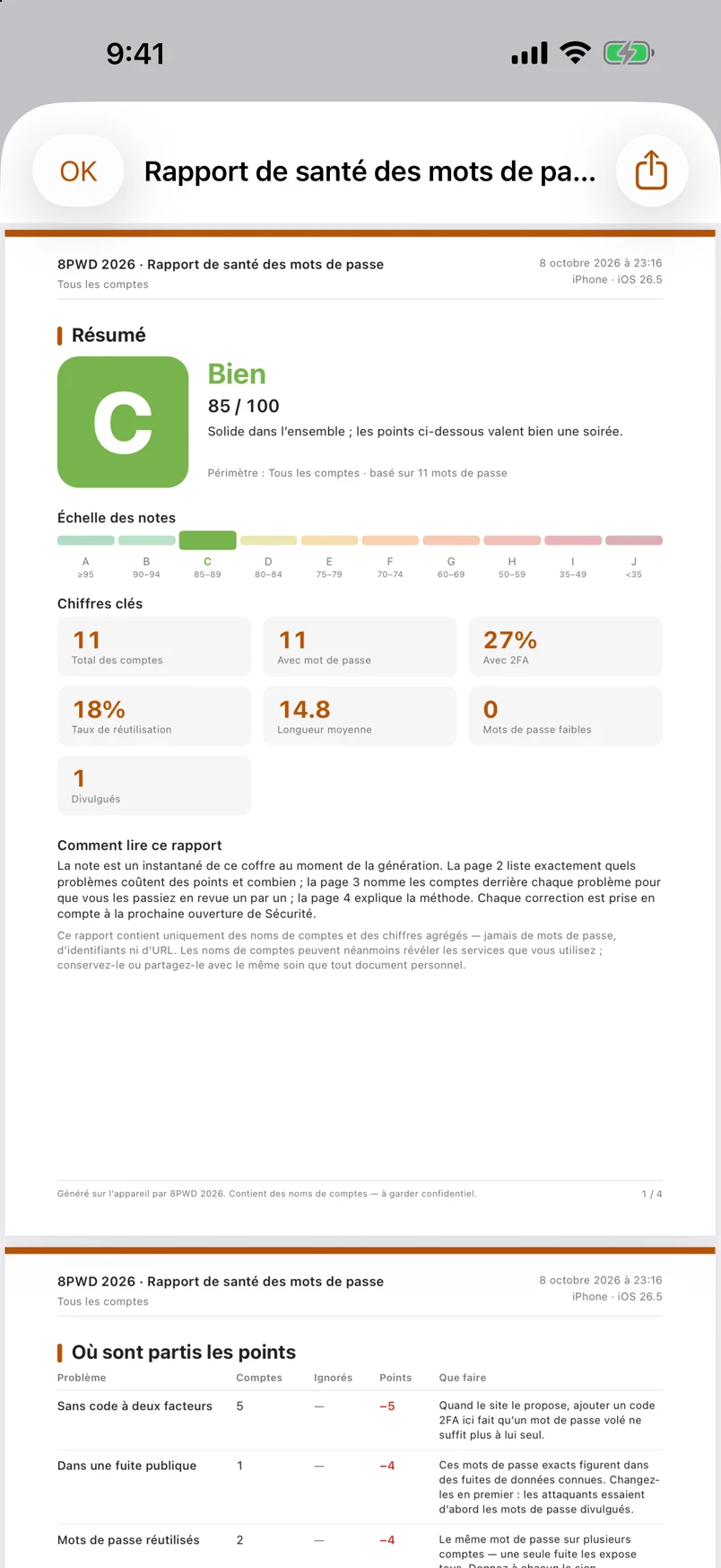 Le rapport statistique des mots de passe (PDF, quatre pages)