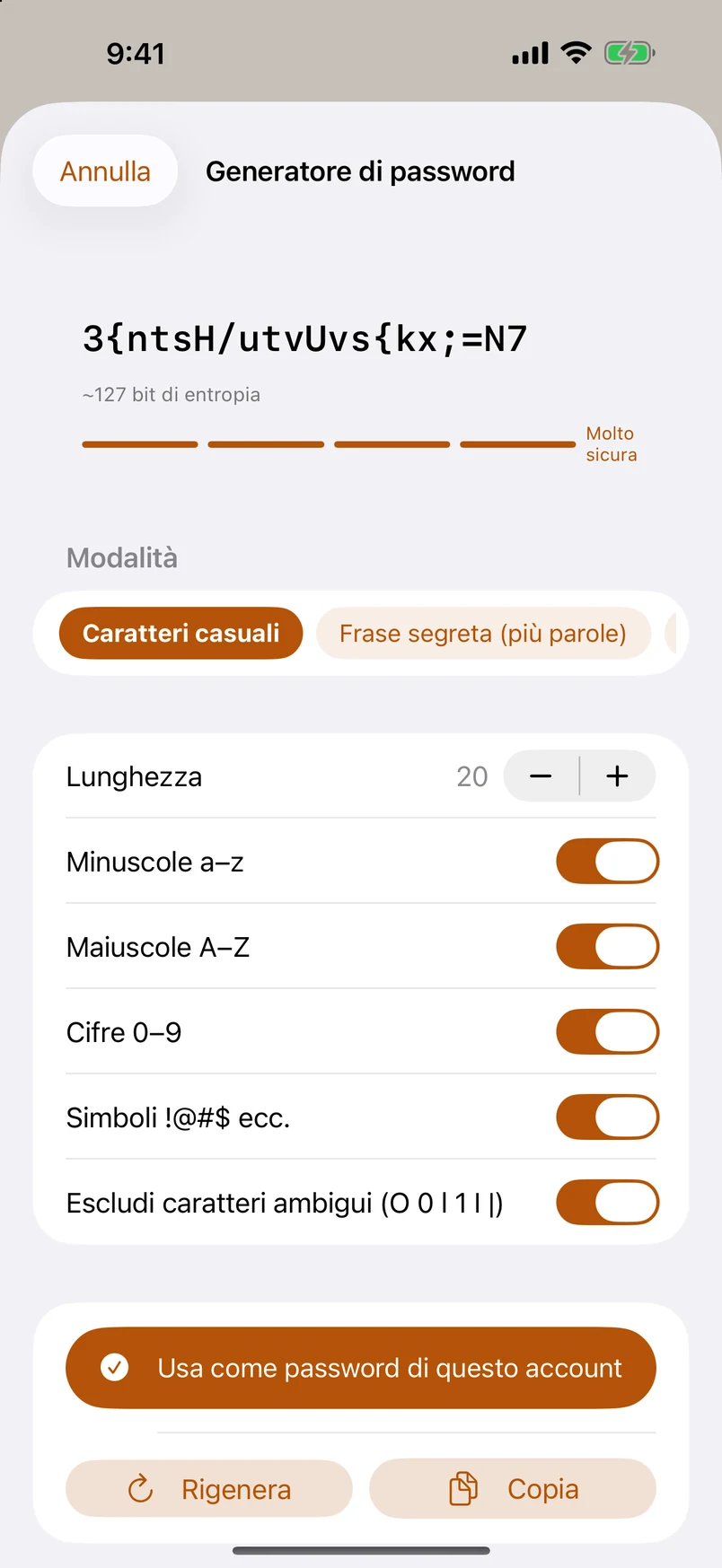 Quattro tipi di password generate