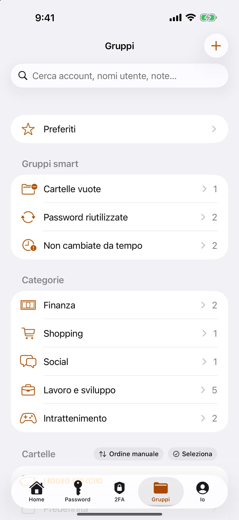 Cartelle, tag e gruppi smart