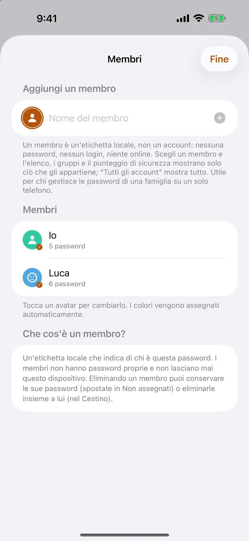 Membri: una persona, tutta la famiglia
