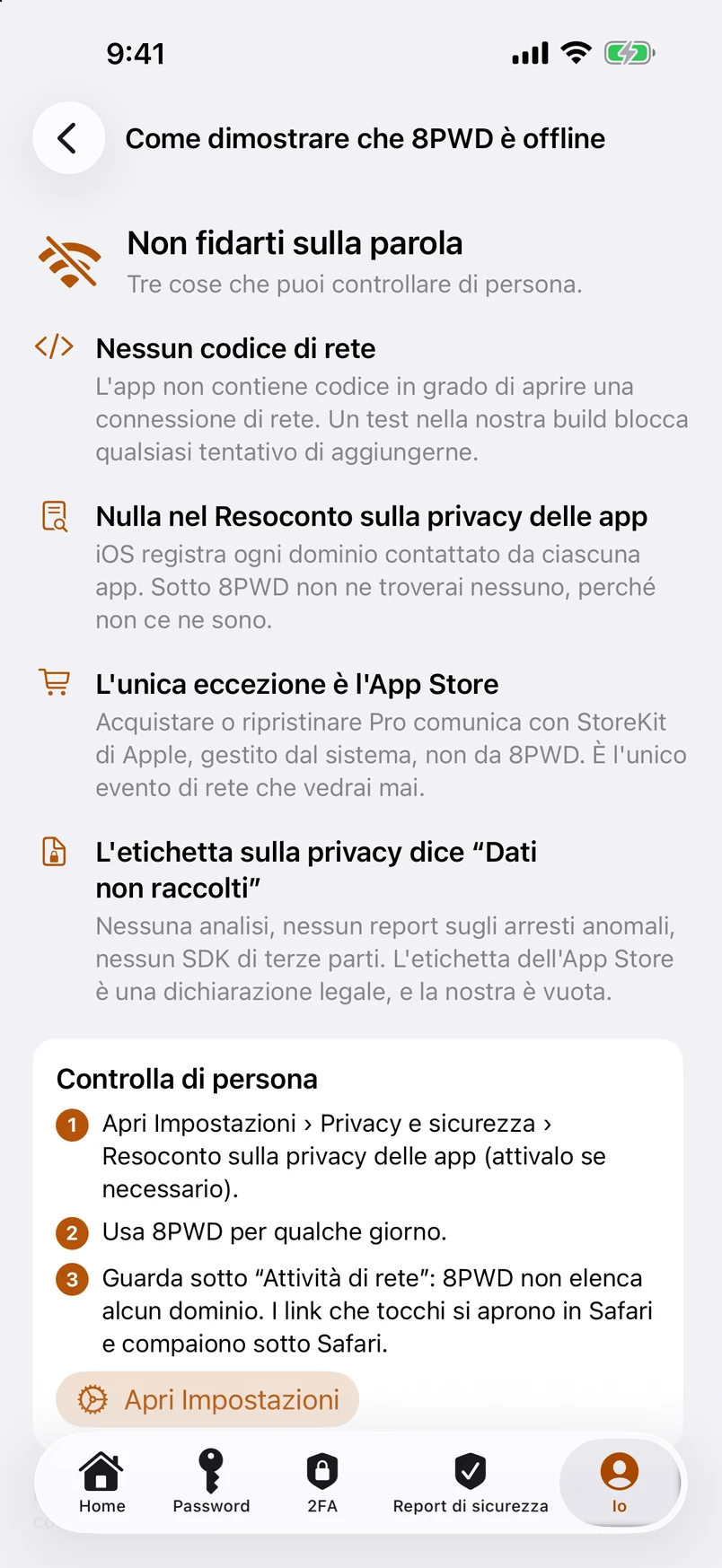 Come dimostrare che 8PWD è offline