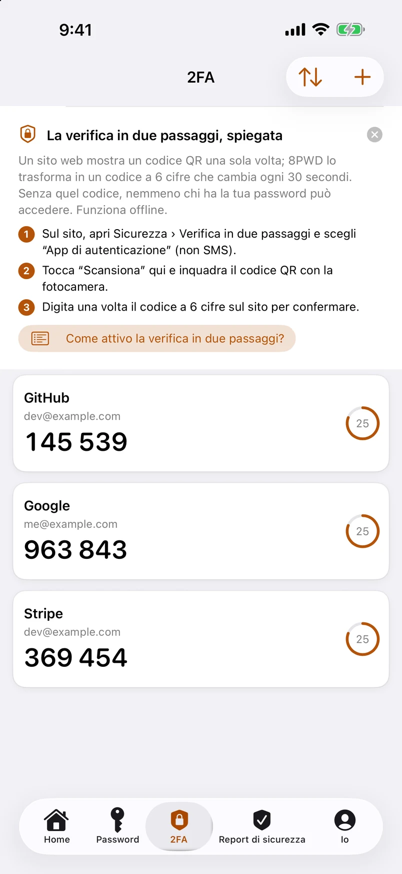 Codici a due fattori, generati sul dispositivo