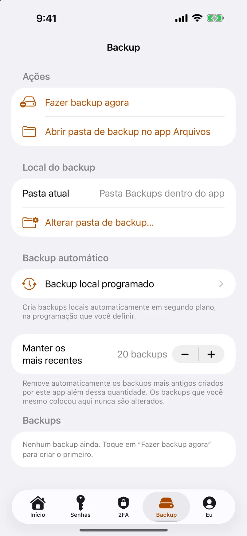 Backups locais programados