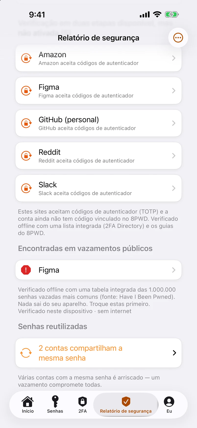 Senhas vazadas, verificadas contra um milhão — offline