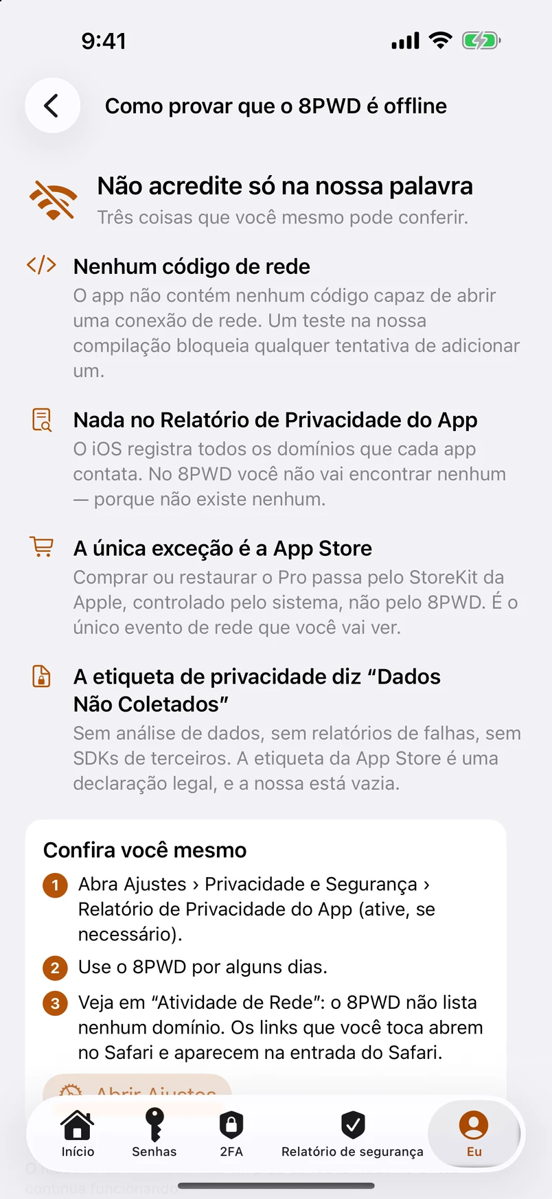 Como provar que o 8PWD é offline