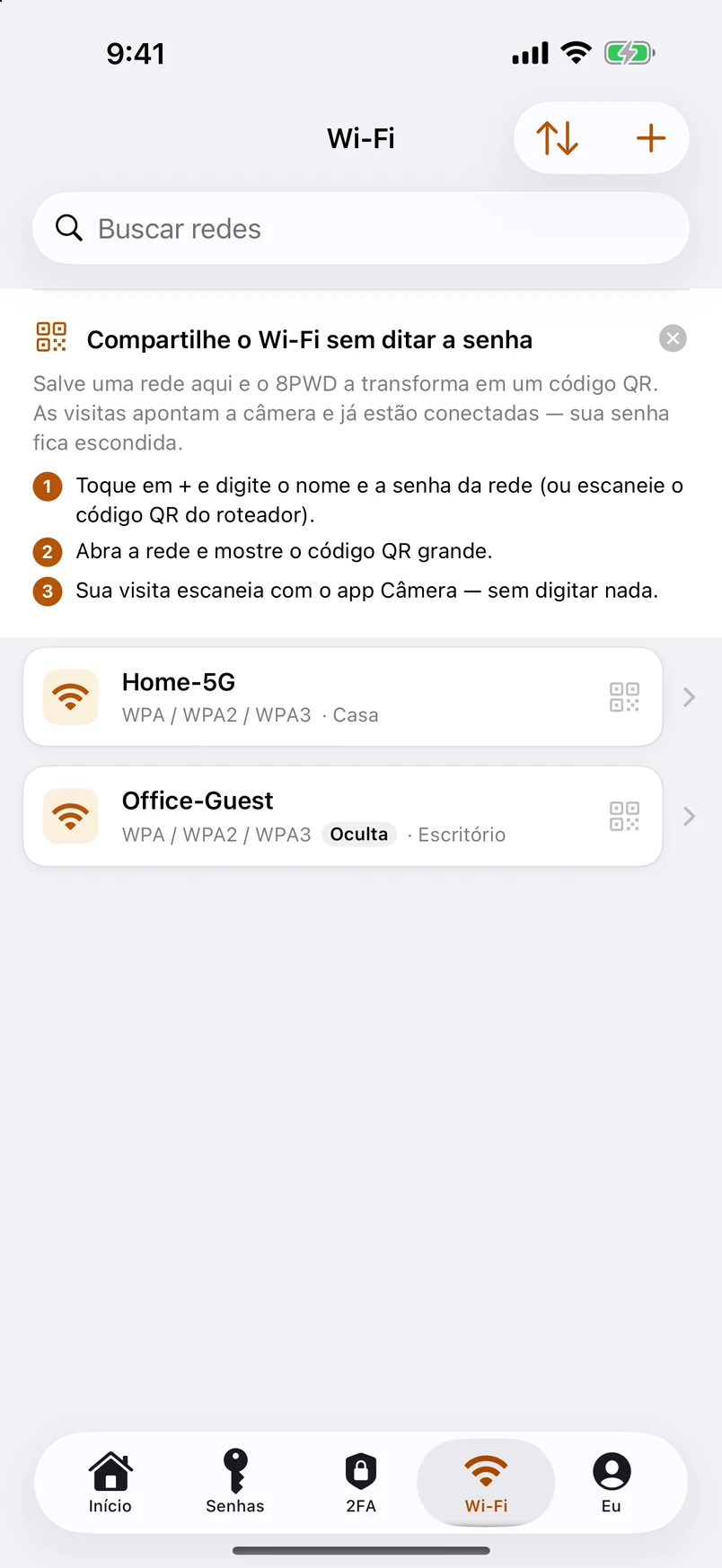 Senhas de Wi-Fi: um módulo no mesmo nível do 2FA